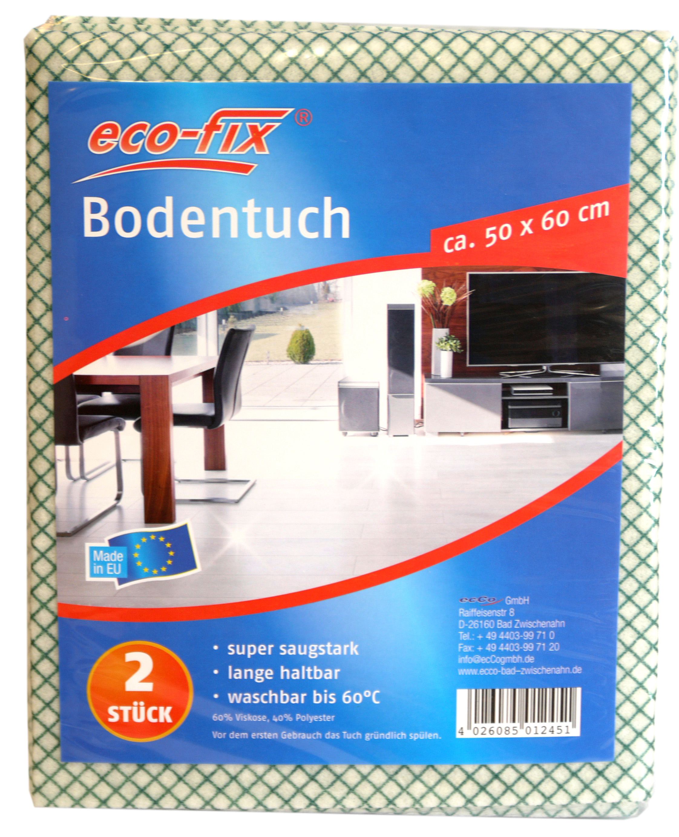 01245 - eco-fix Bodentuch 2er Vlies, 50x60cm