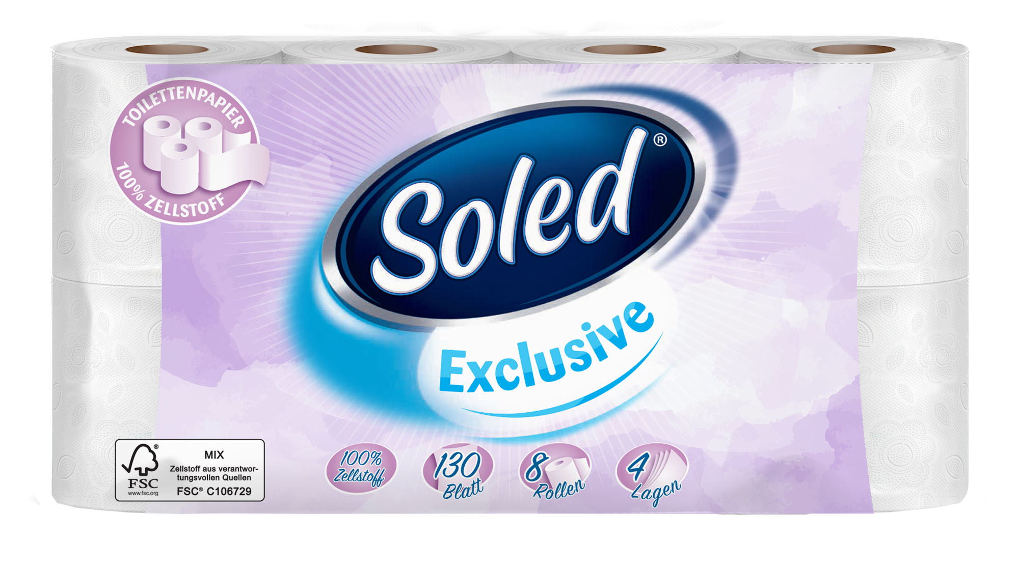 10698 - Soled Exclusiv Toilettenpapier, 8x130 Blatt, 4-lagig
