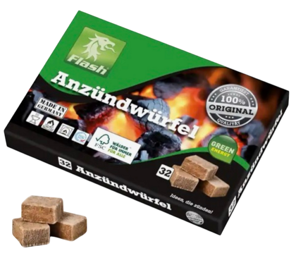 Öko Anzündwürfel Flash Holz & Wachs 32er