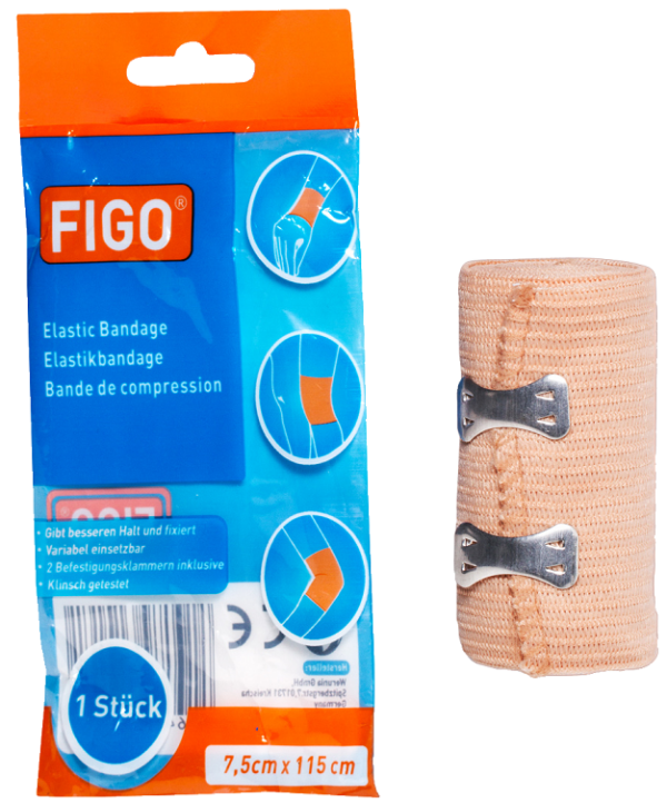 Elastische Bandage mit 2 Klammern