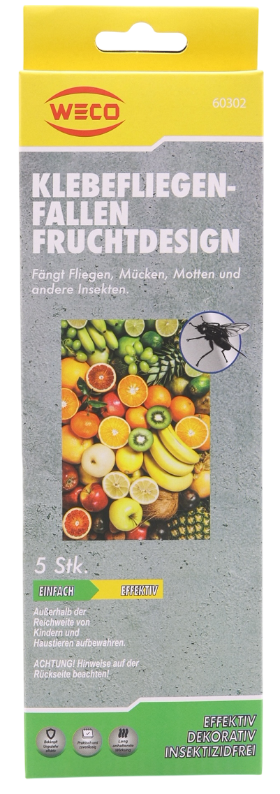 Klebefliegen-Fallen Fruchtdesign 5er Pack