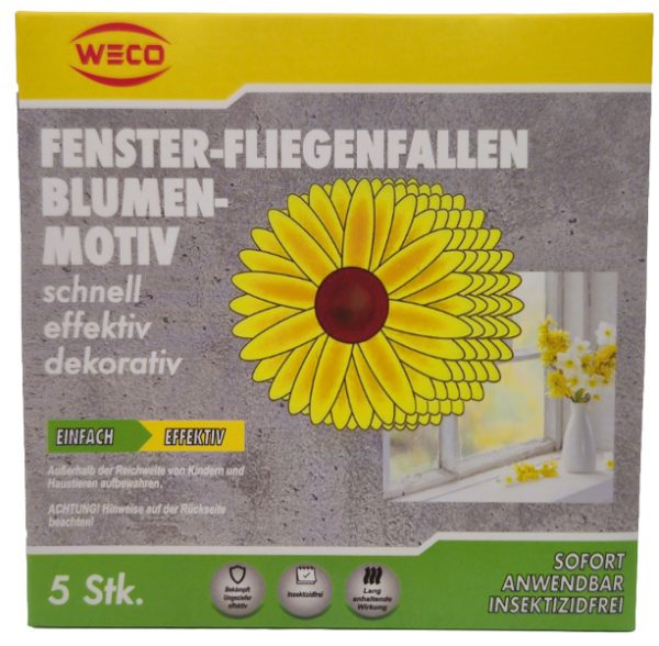 Fliegenfänger Fensterfalle Blumenmotiv 5er Pack