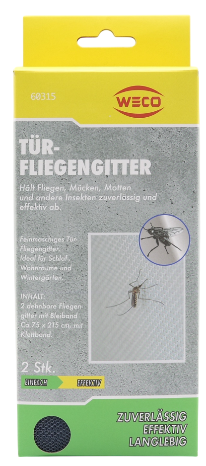 Türfliegengitter schwarz m. Bleiband 2er