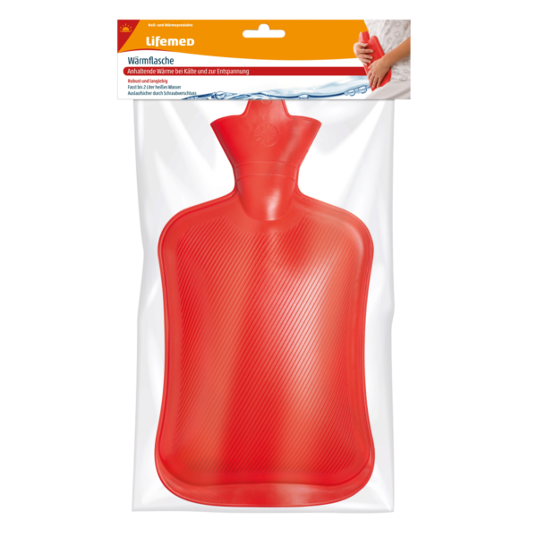 Wärmflasche 2ltr. 31,5 x 18,5 cm rot