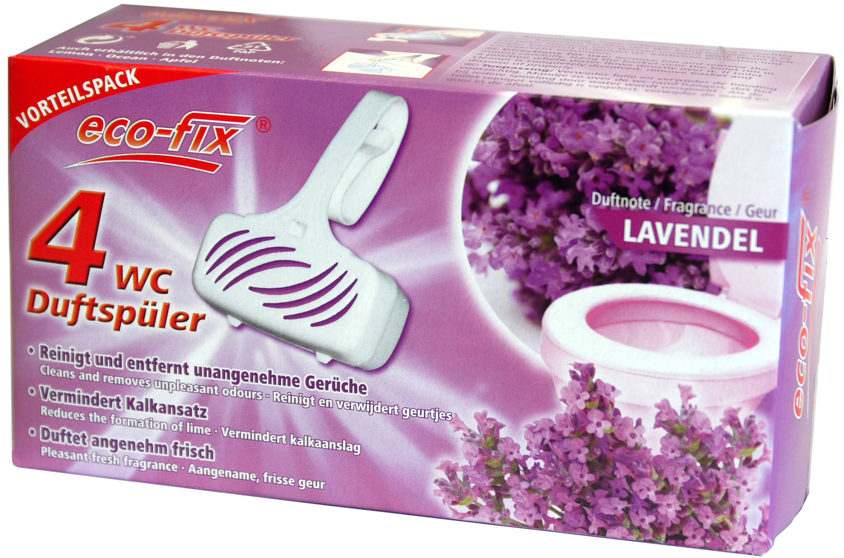 00853 - eco-fix 4er WC Duftspüler -Lavendel- 4 x 33g