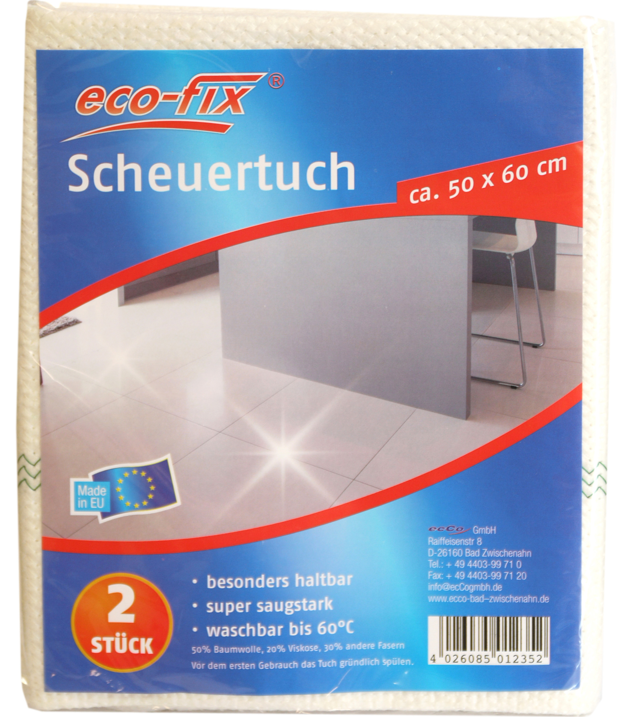 01235 - eco-fix Scheuertuch 2er Pack, ca. 50x60 cm