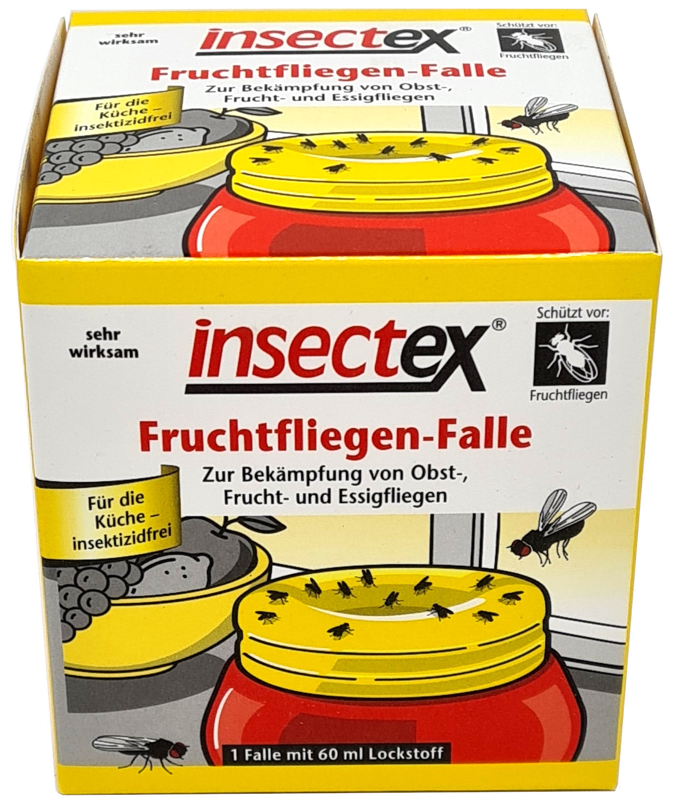 02166 - Fruit fly trap 60ml with glue trap, sales only in Germany, biocide