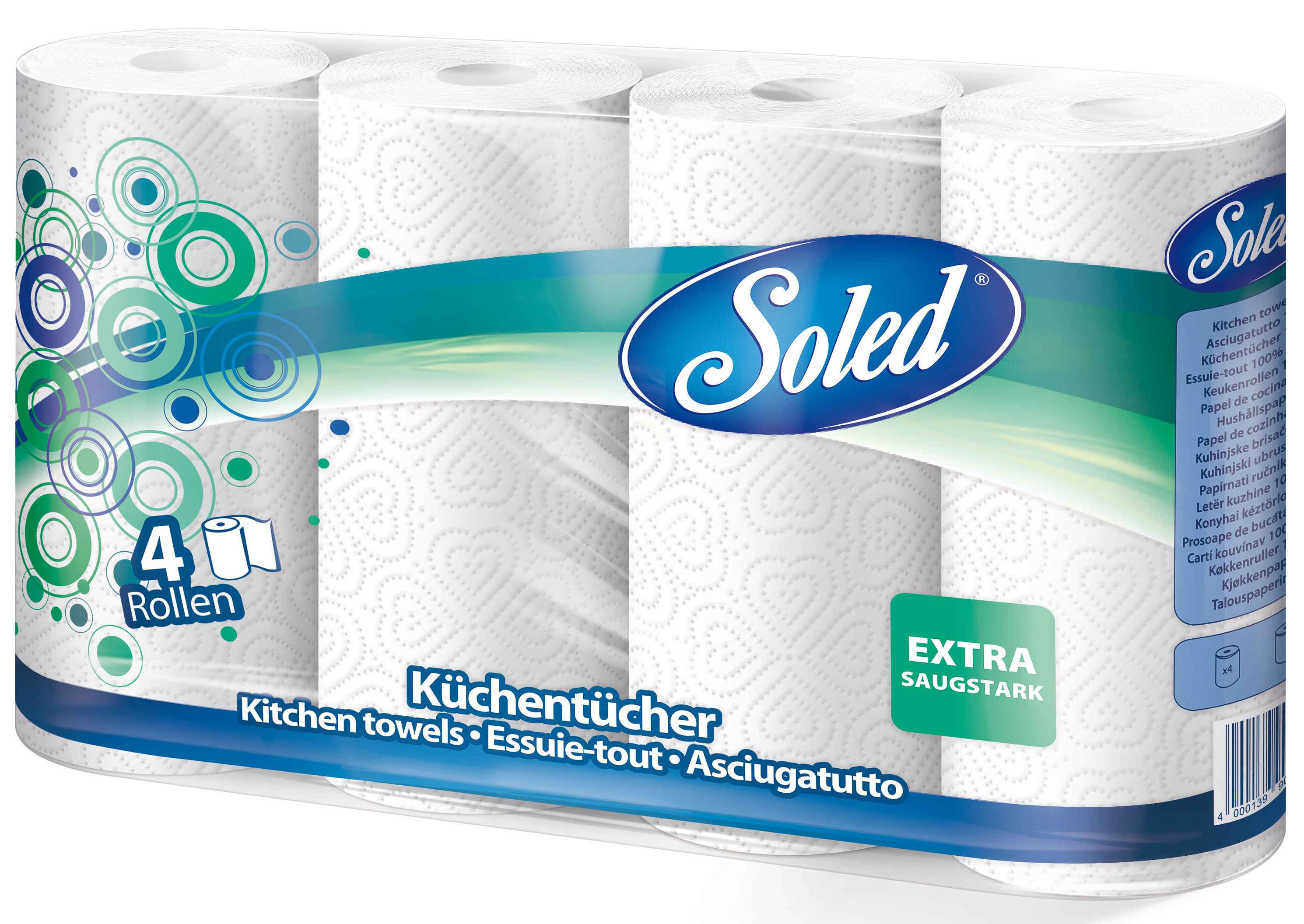 20747 - kitchen rolls 3-ply, pack of 4, 45 sheets